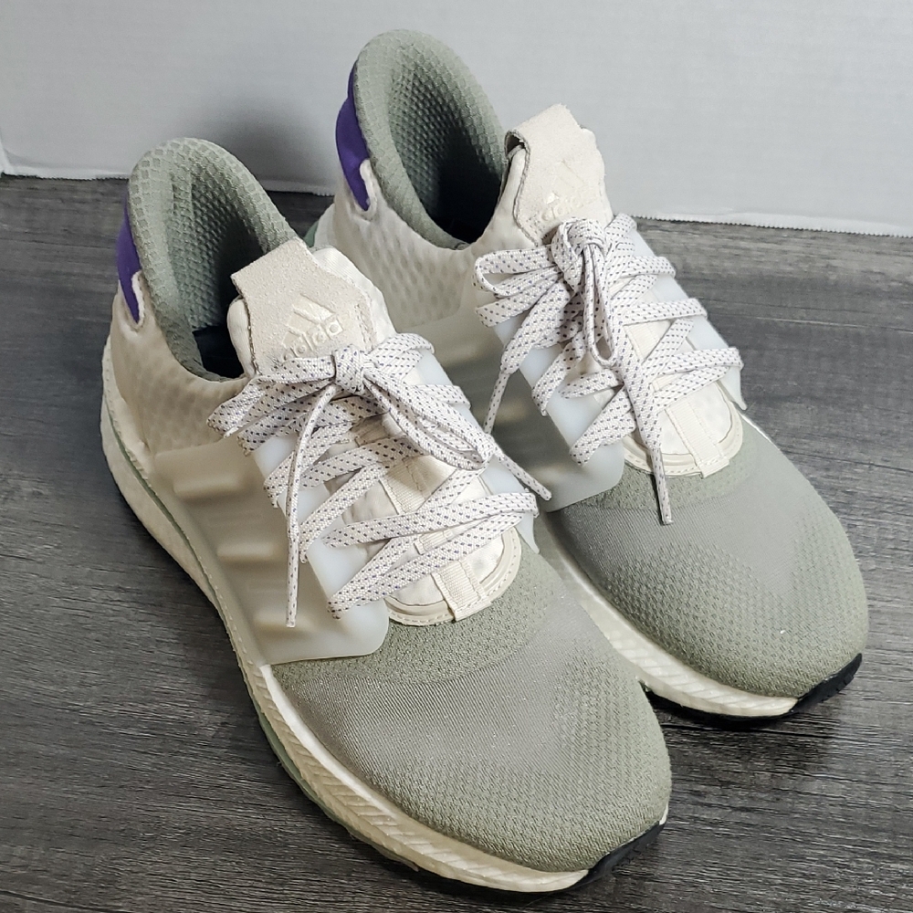 Adidas Sneakers in Cream, Green, and Purple